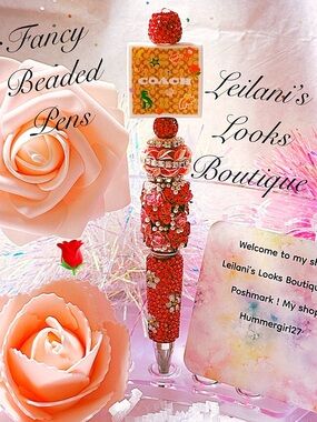 Fancy beaded pen/gifts/fashion/red beads/